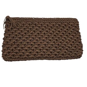 Fashion Imports ADG Japan Vintage Brown Boho Crochet Macrame Bag Full Zip